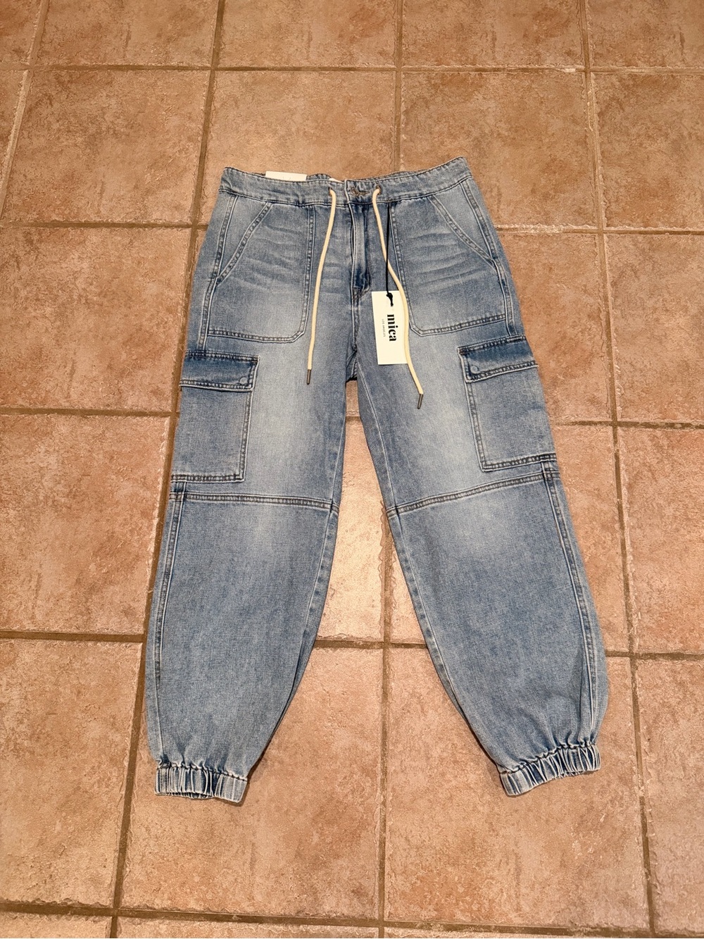 Mica Los Angeles Light Blue Denim Cargo Ankle Jeans - Picture 2 of 8